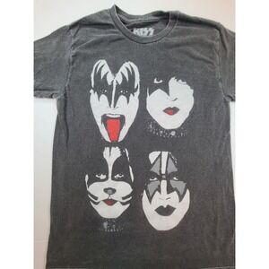 KISS Band T Shirt Graphic Tee Charcoal‎ Gray Short Sleeve Band Merch